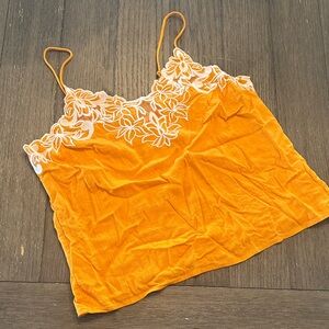 Express Orange Camisole with White Floral Detail